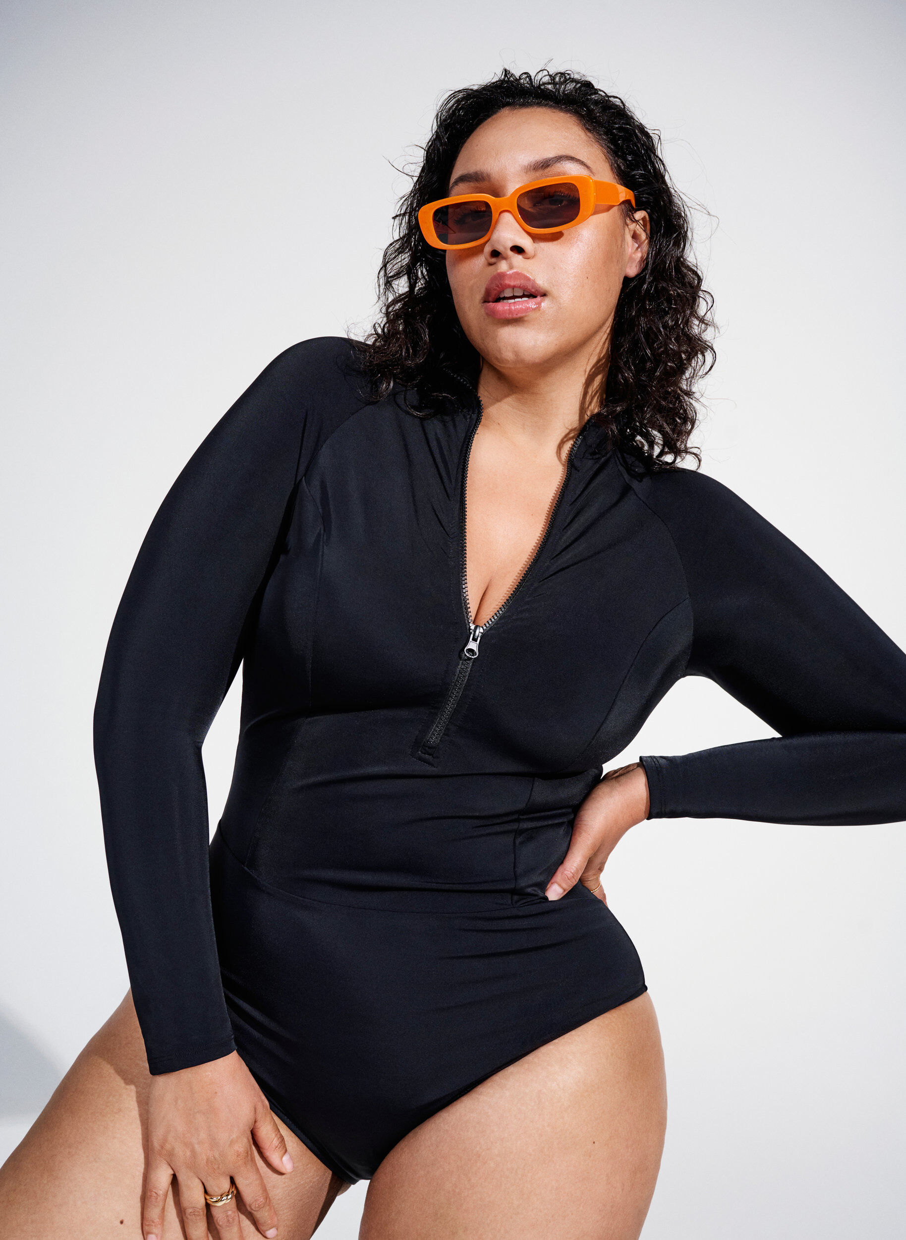 Zizzi 	 Swimsuit with long sleeves, Black, Image image number 0