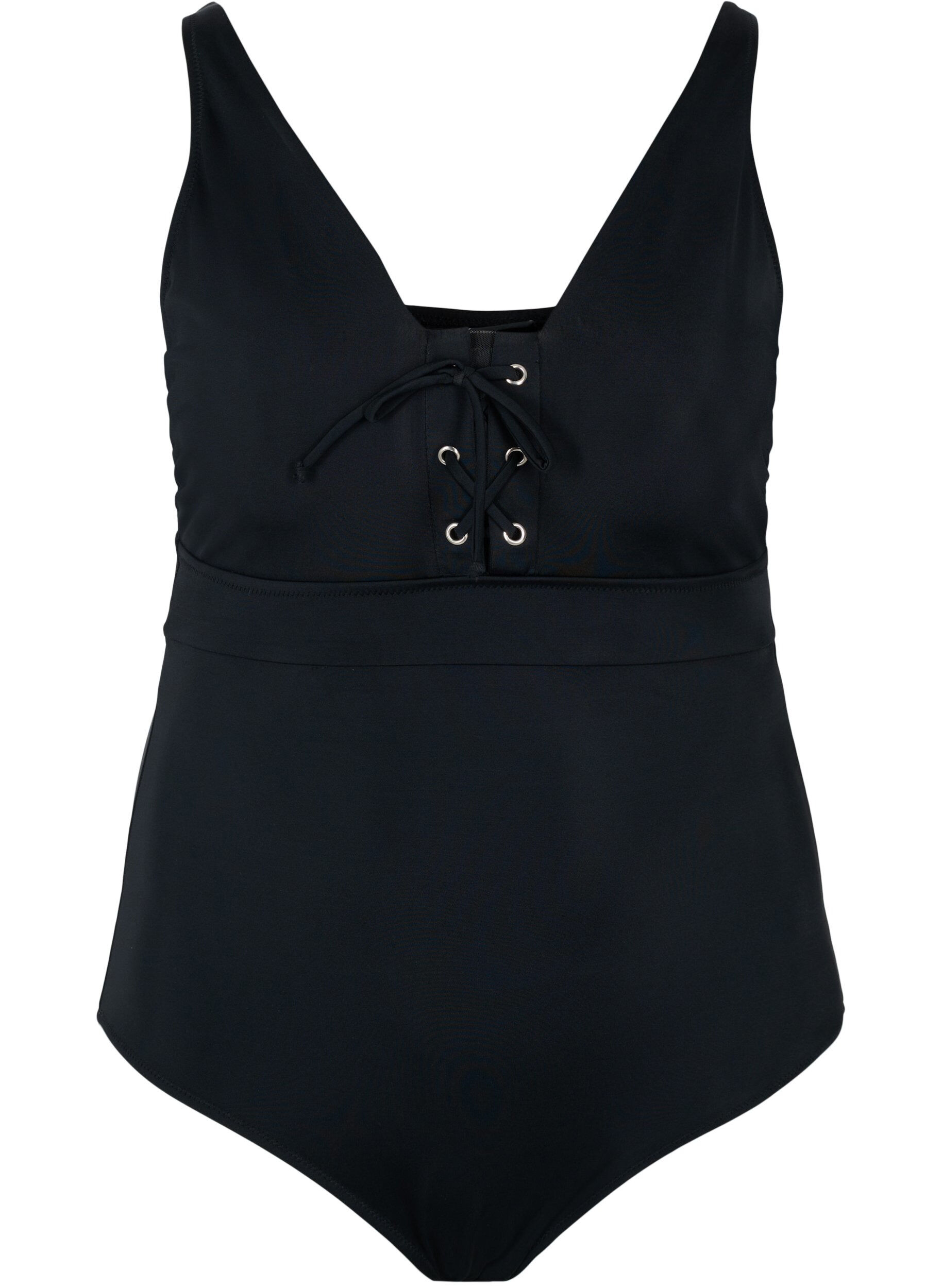 Zizzi Bathing suit with drawstring detail, Black, Packshot image number 0