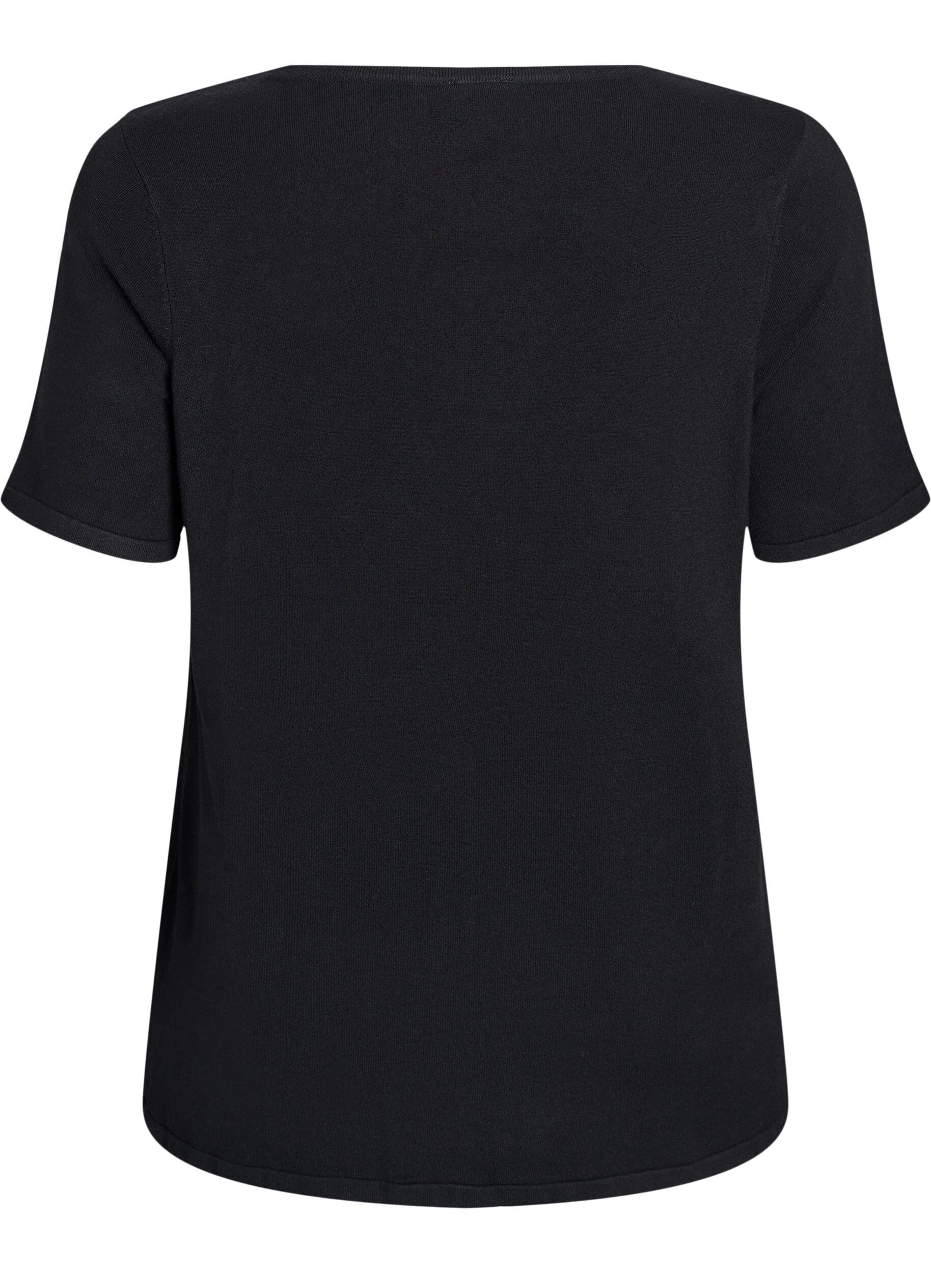 Zizzi Dzianinowa bluzka z kr&oacute;tkim rekawem z wiskozy, Czarne, Packshot image number 1