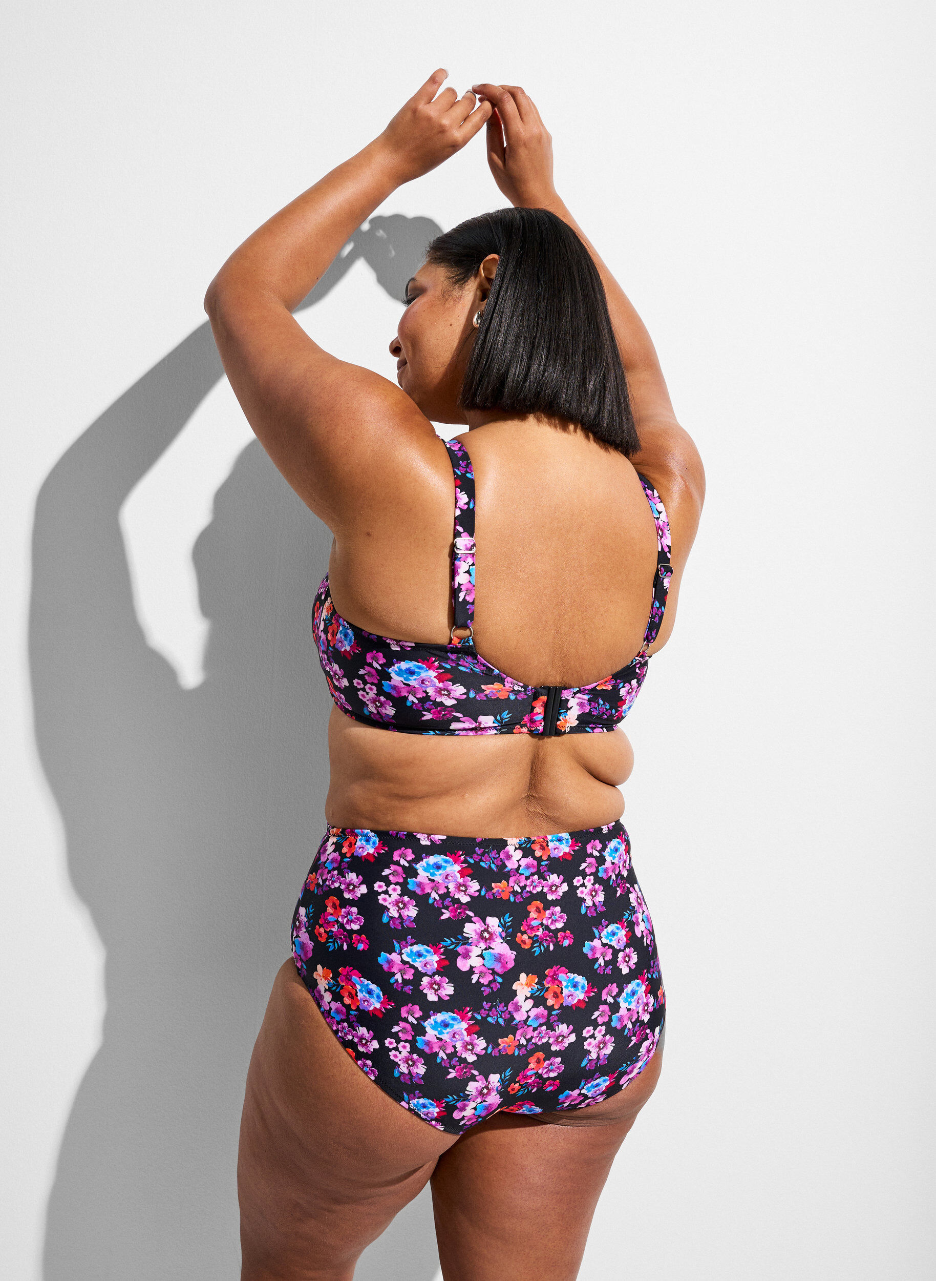 ZizziWzorzyste doly bikini z wysokim stanem, Fioletowy, Model image number 1
