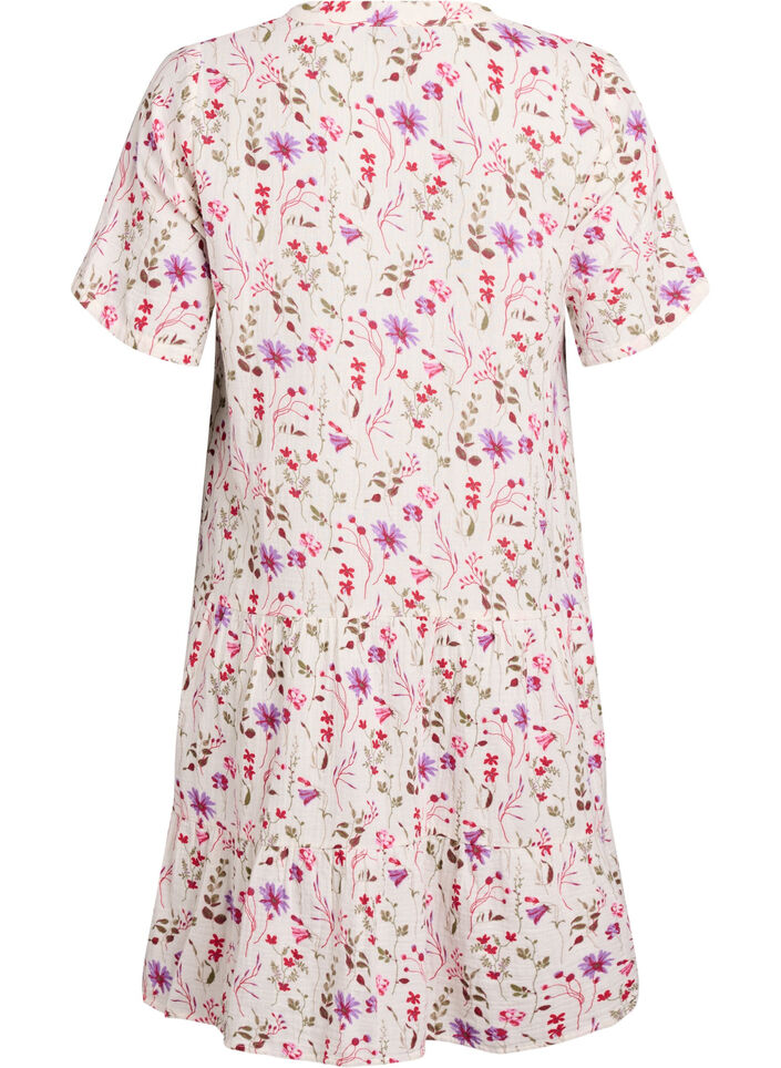 Kr&oacute;tka sukienka o linii A z bawelnianego muslinu, Beżowy, Packshot image number 1