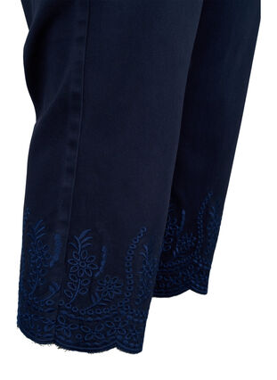 Wysokie spodnie 3/4 z haftem angielskim, Night Sky, Packshot image number 3