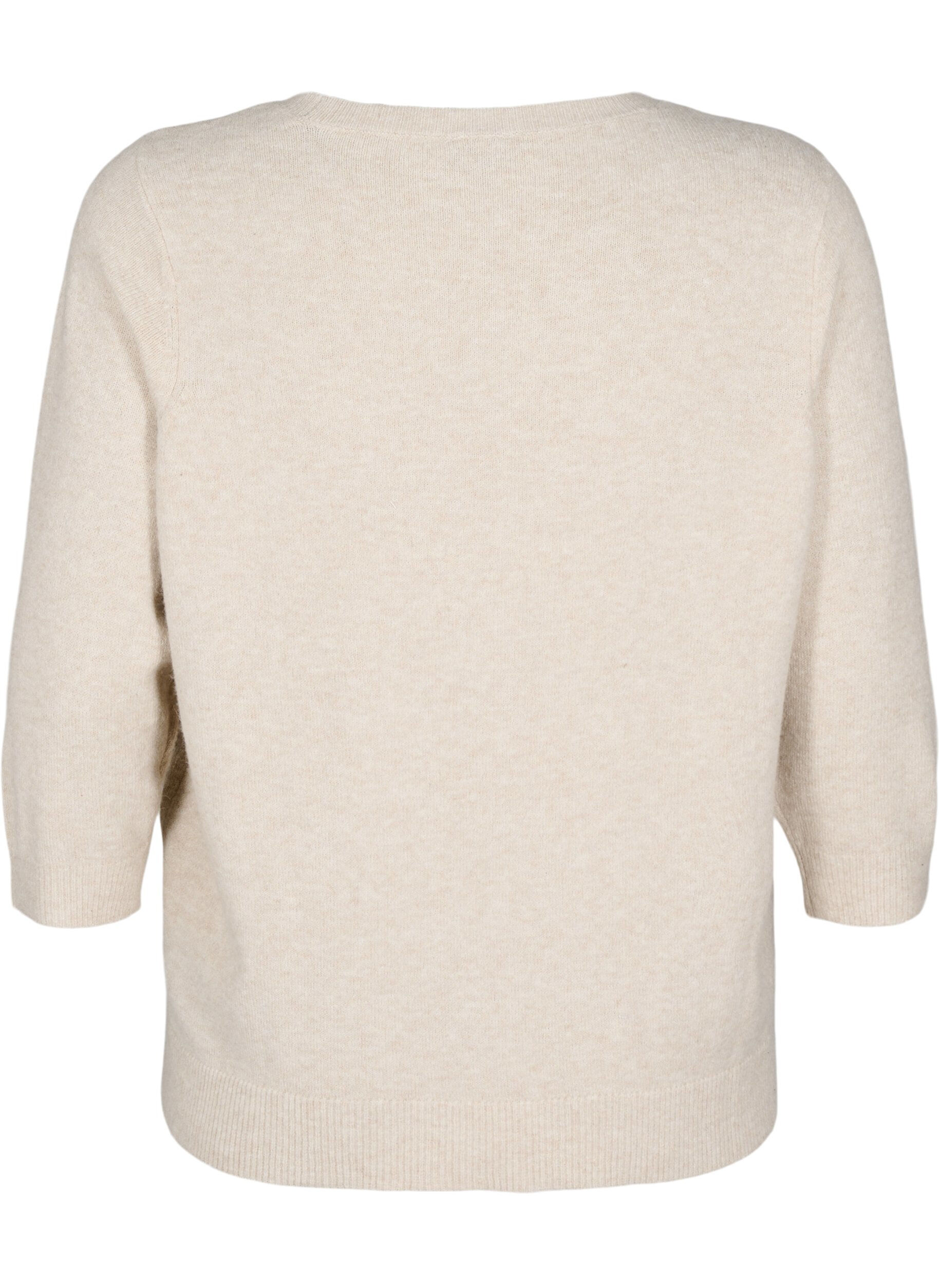 Zizzi Dzianinowa bluzka w kwiaty z rekawem 3/4, Pumice Stone Mel., Packshot image number 1