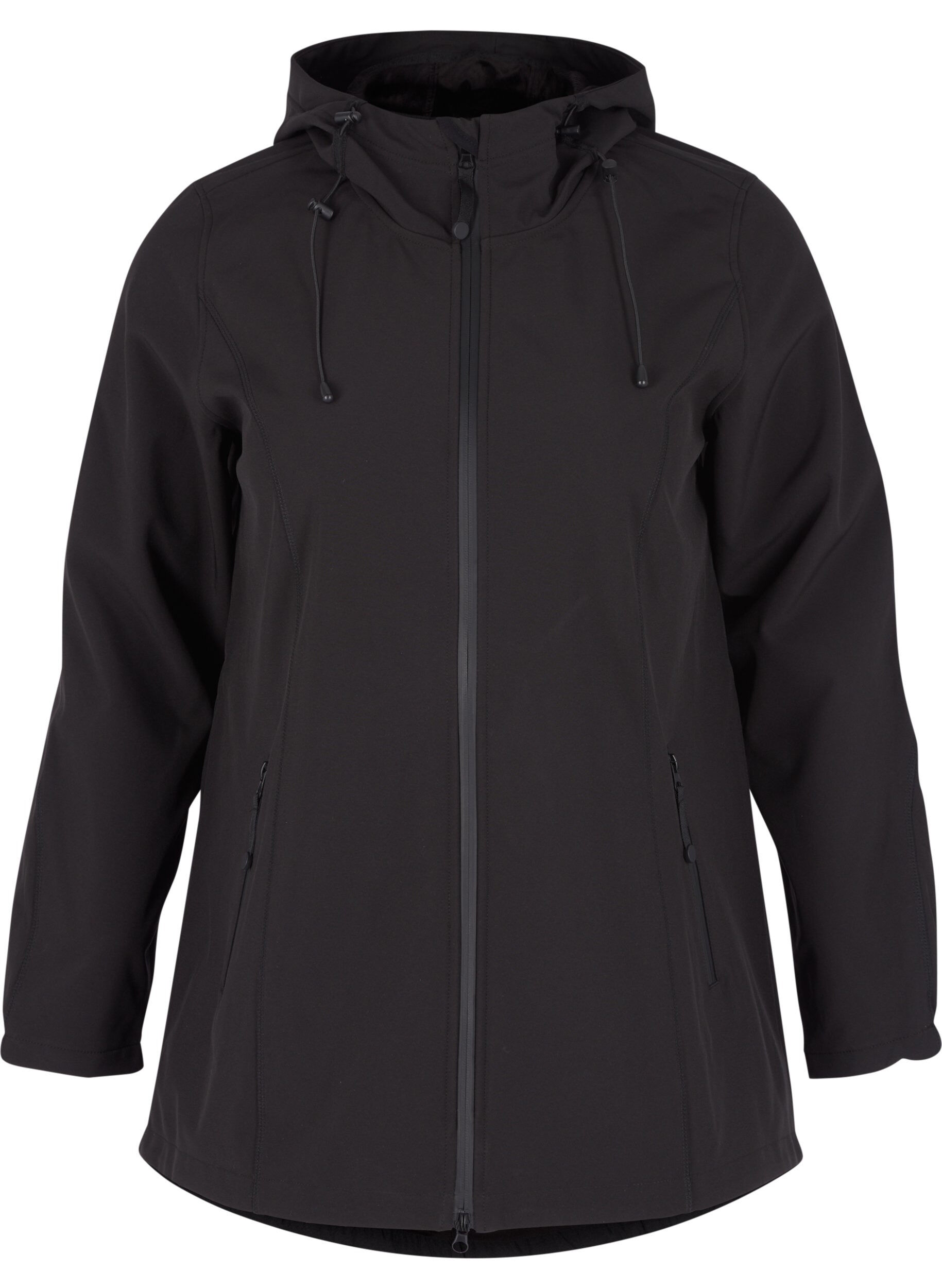 Zizzi Kr&oacute;tka kurtka softshell z kapturem, Black, Packshot image number 0