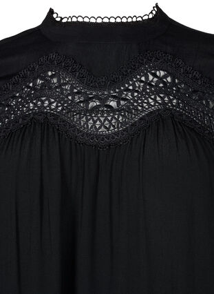 Sukienka z wiskozy z haftowanymi detalami, Black, Packshot image number 2