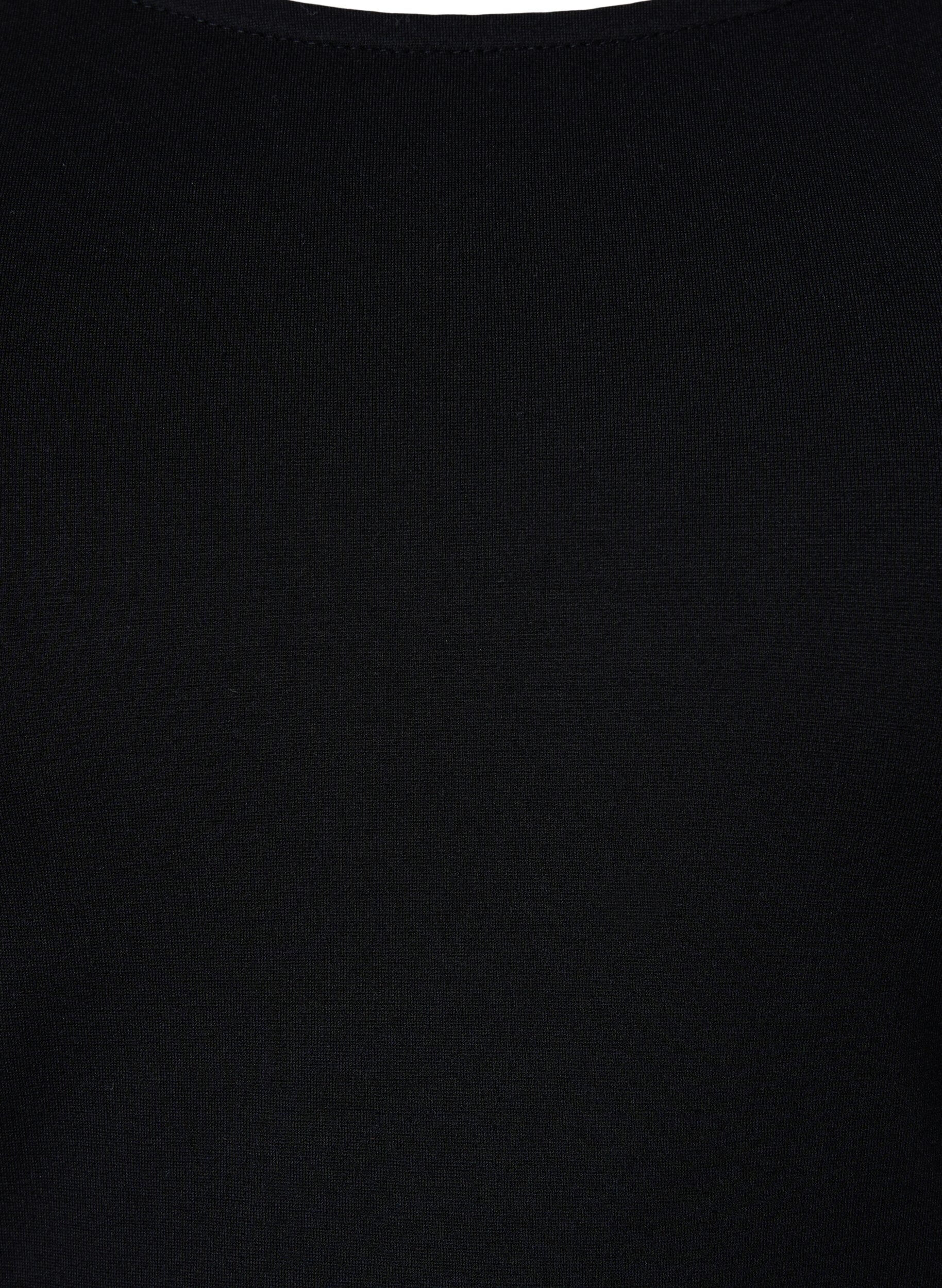 Zizzi Jednobarwna sukienka z rekawami 3/4 i rozcieciem, Black, Packshot image number 2