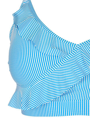Góra od bikini w paski z falbana, BlueWhite Stripe AOP, Packshot image number 2