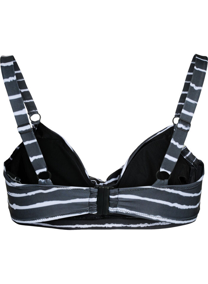 Biustonosz bikini z nadrukiem i fiszbinami, Black White Stripe, Packshot image number 1