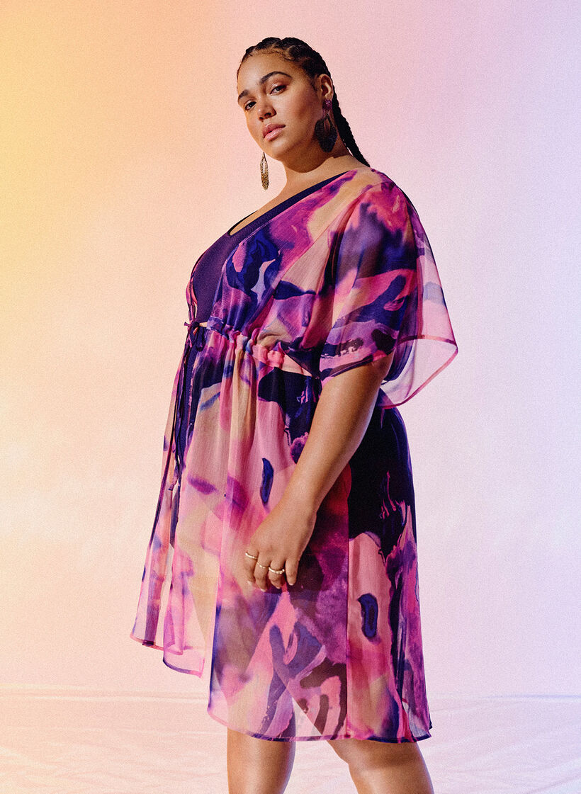 Plazowe kimono z nadrukiem, Purple Swirl, Image