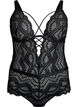 Koronkowe bodystocking z&nbsp;detalami z&nbsp;koronki, Czarne, Packshot image number 0