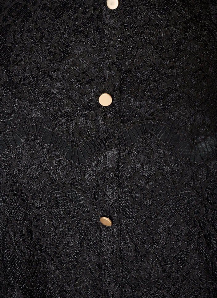 Koronkowa bluzka z ozdobnymi guzikami, Czarne, Packshot image number 2