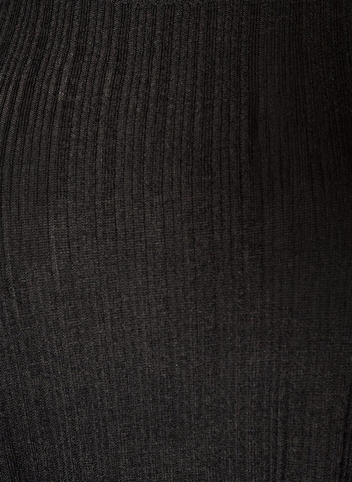 Dzersejowa bluzka o prazkowanej strukturze i z dlugim rekawem, Czarne, Packshot image number 2