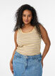 Tank top w paski o prazkowanej strukturze, Ż&oacute;łty, Model image number 0