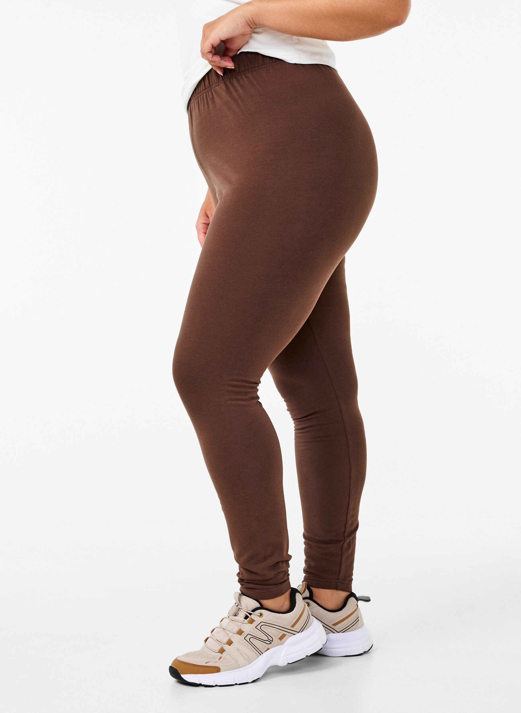 Zizzi Bawelniane legginsy z podszewka, Brązowy, Model image number 2