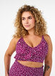 Kwiatowy stanik bikini z falbankami, Czerwony, Model image number 0