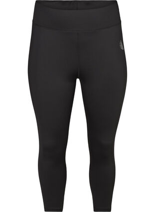 Treningowe spodnie capri o obcislym kroju, Black, Packshot image number 0