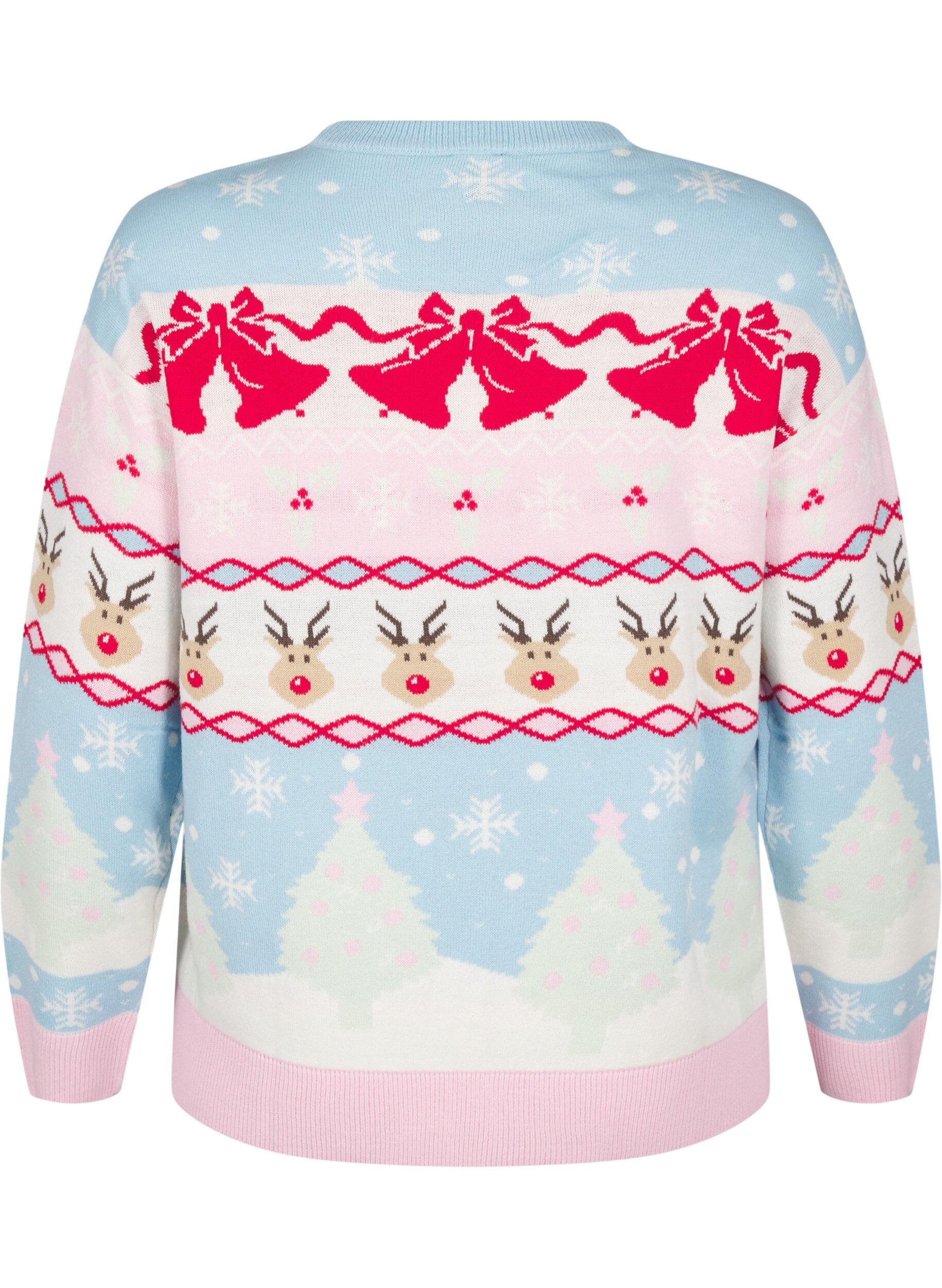 Zizzi Swiateczny sweter, Cerulean Comb, Packshot image number 1