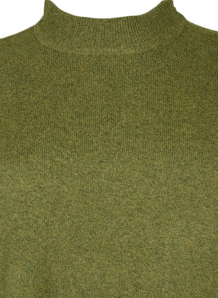 Melanzowy sweter z dzianiny z rozcieciem, W. Moss/Black Mel., Packshot image number 2