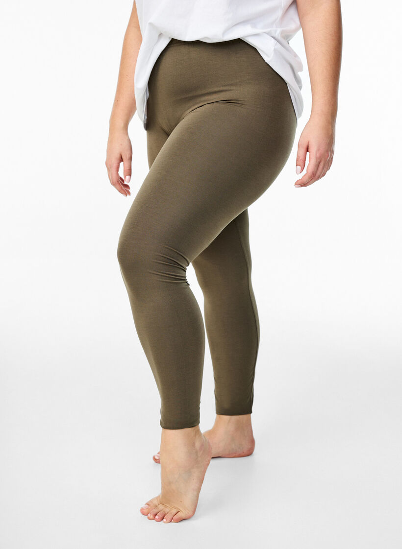 Legginsy basic z wiskozy, Zielony, Model image number 0