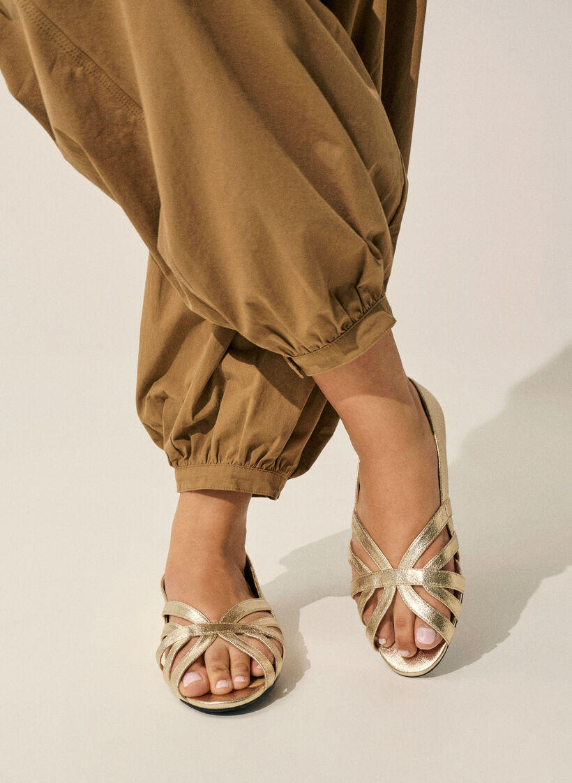 Baletki w kolorze zlotym ze skrzyzowanymi paskami, Złoty, Image image number 0