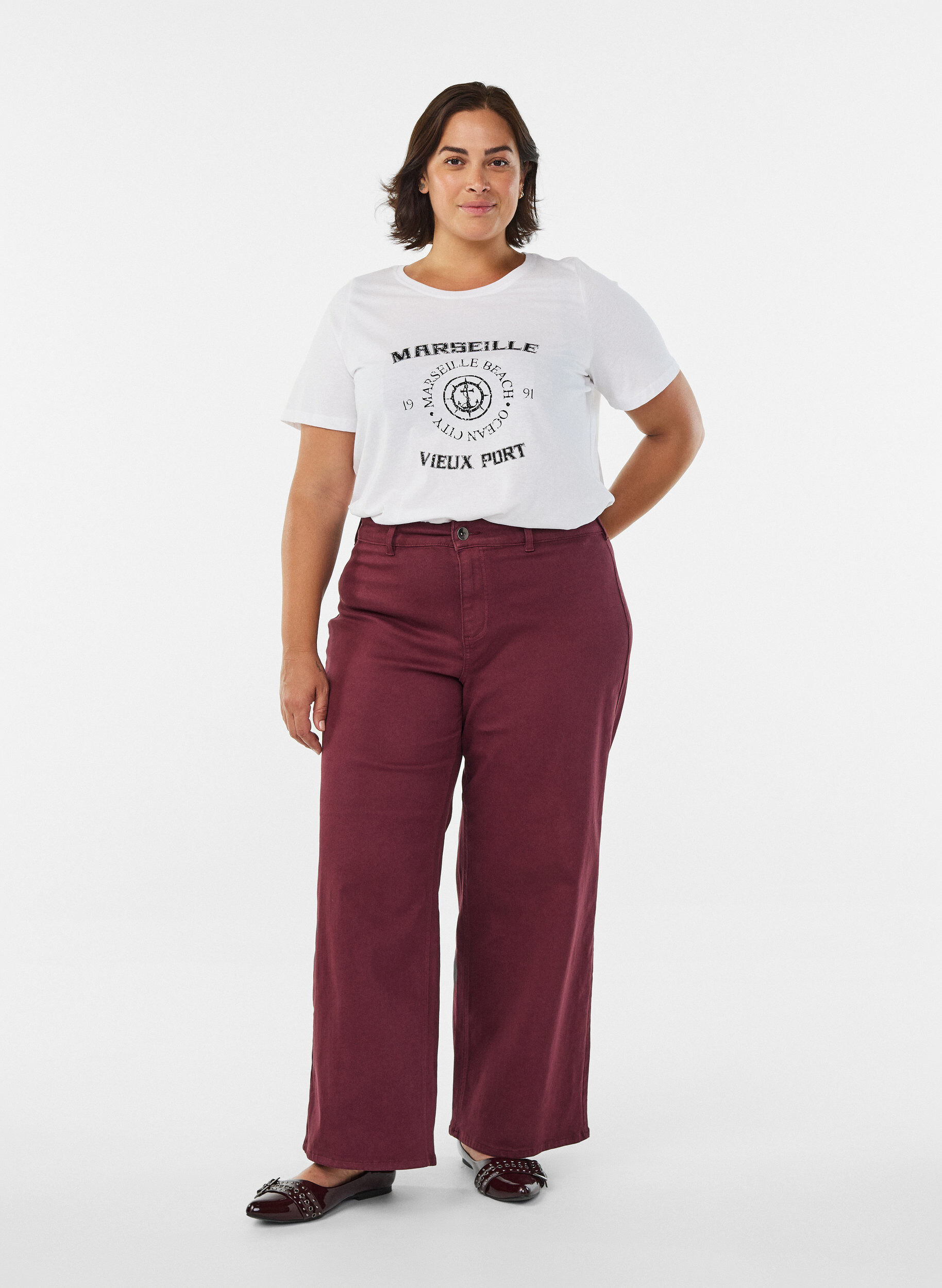 Zizzi Koszulka z nadrukiem, Biały, Model image number 1