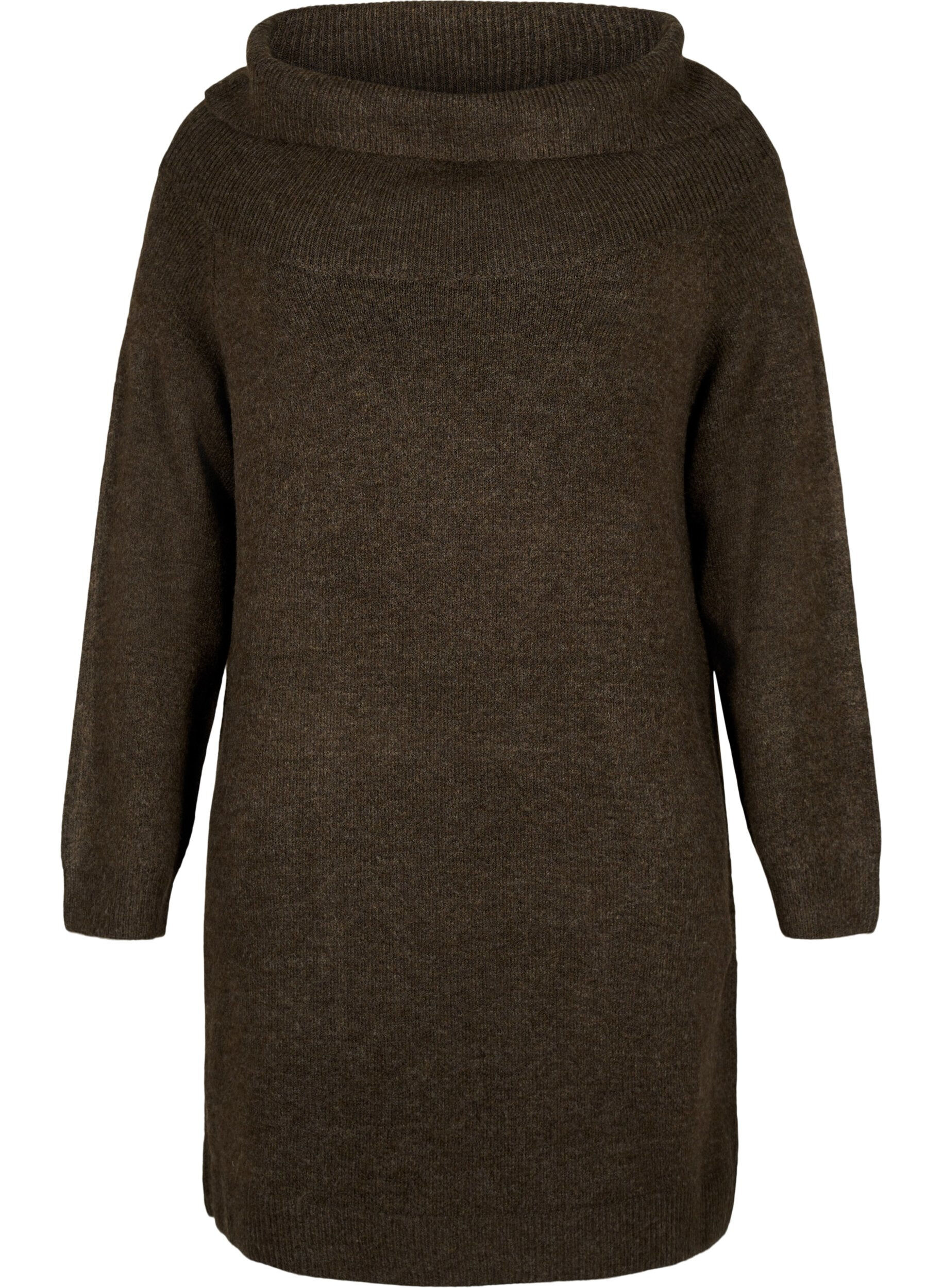 Zizzi Melanzowa sukienka z dzianiny, Demitasse Mel., Packshot image number 0