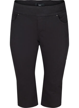 Dopasowane spodnie capri z mieszanki bawelny, Black, Packshot image number 0