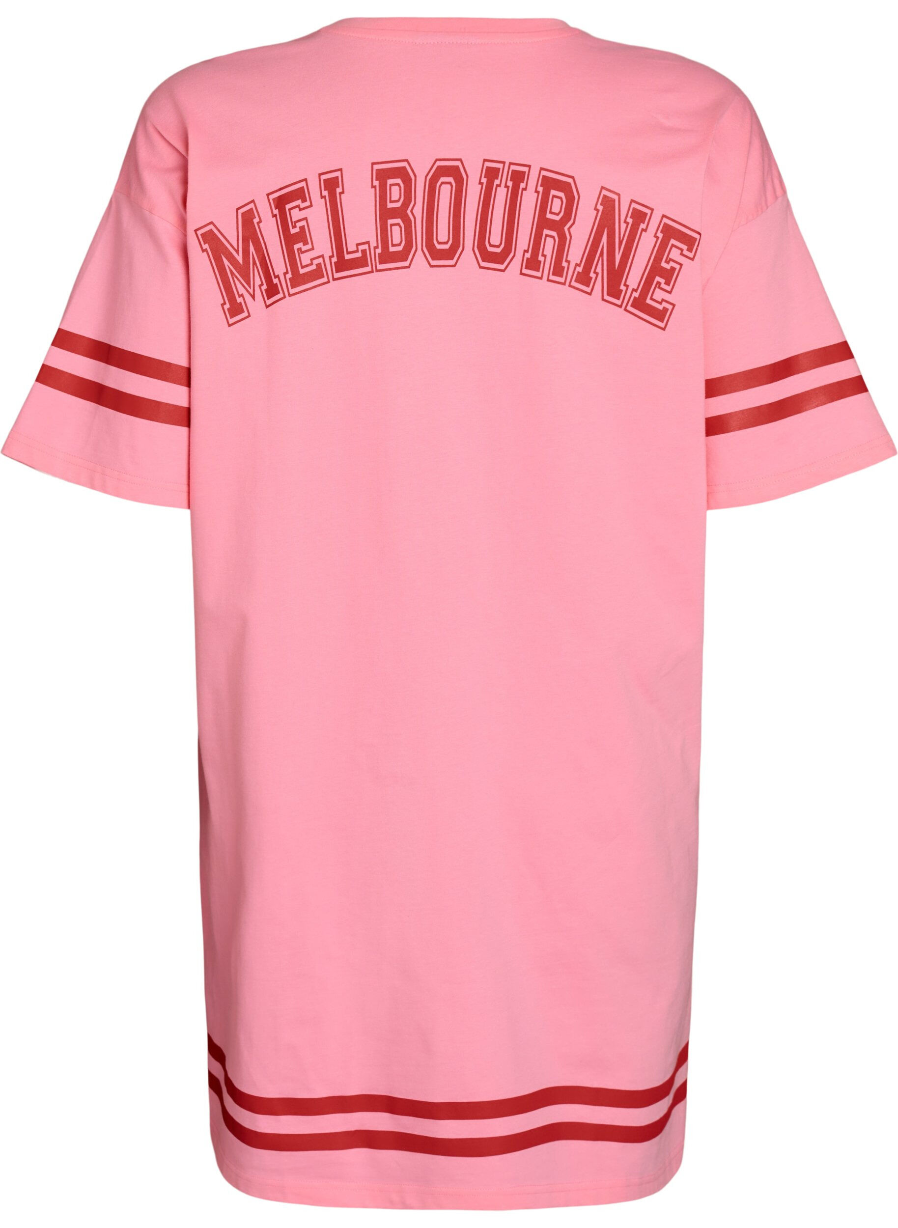 Zizzi Kr&oacute;tka sukienka koszulkowa ze sportowymi detalami, R&oacute;żowy, Packshot image number 1