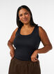 Dopasowany top basic z gladkiego materialu, Czarne, Model image number 0