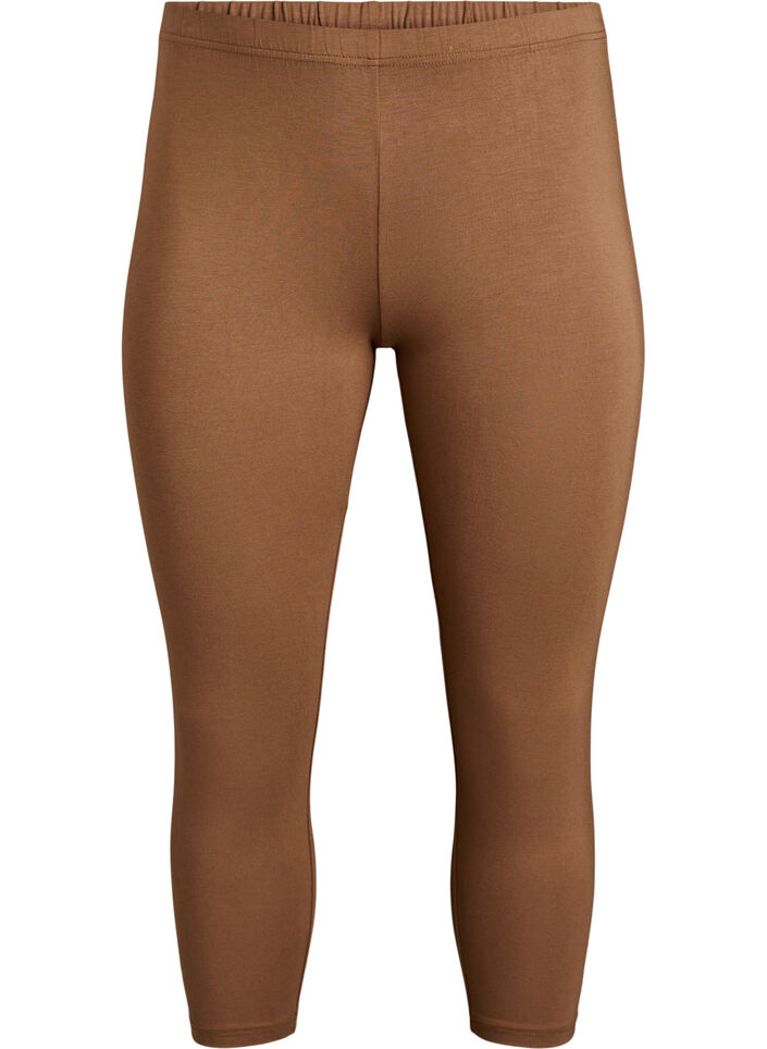 Legginsy 3/4 typu basic z wiskozy, Brązowy, Packshot image number 0