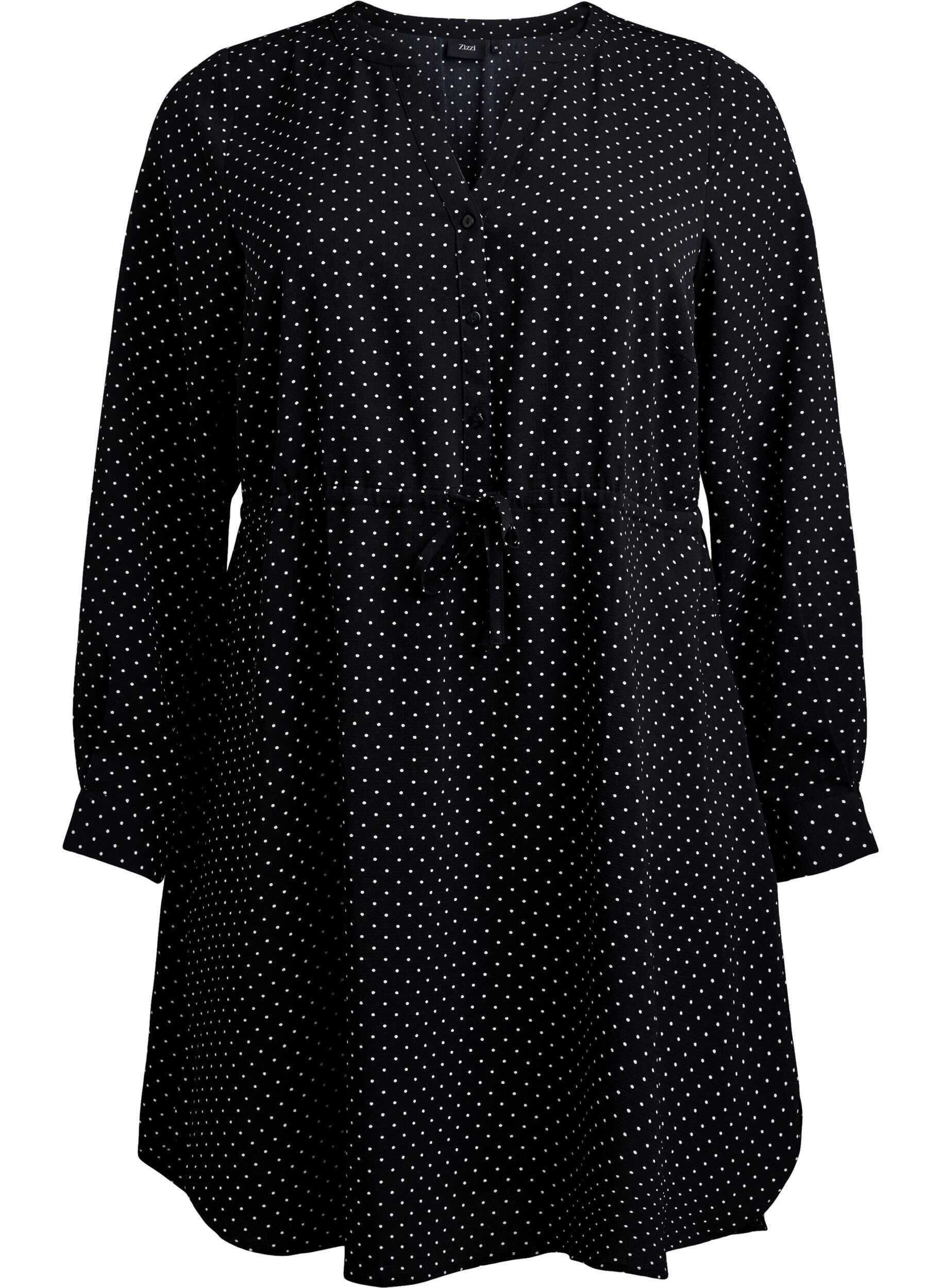 Zizzi Sukienka do kolan z wiazanym paskiem, Czarne, Packshot image number 0