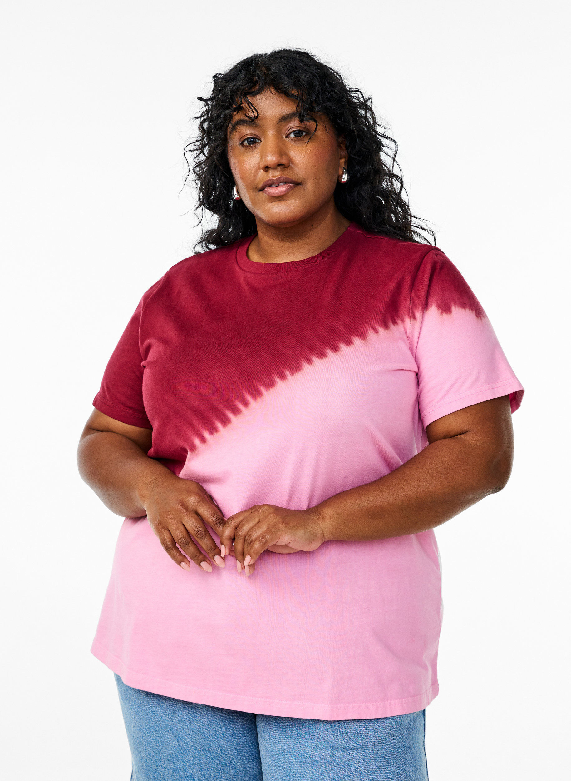 Zizzi T-shirt dip-dye z bawelny organicznej, Czerwony, Model image number 0