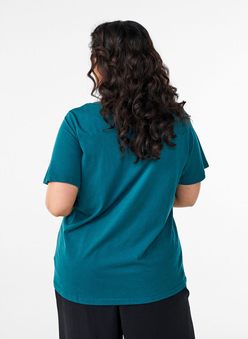 Koszulka z dekoltem w serek, Zielony, Model image number 2