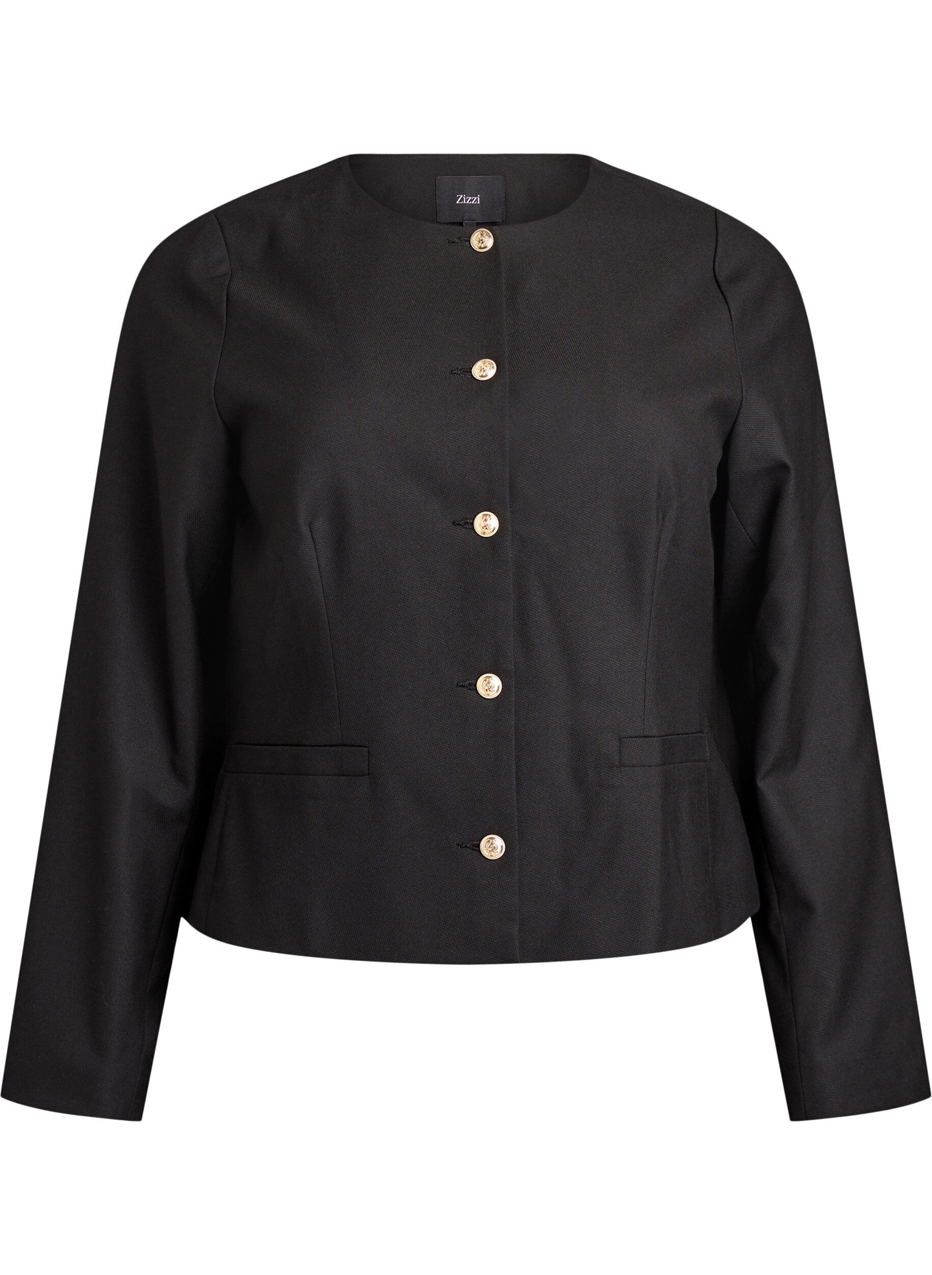 Zizzi Kr&oacute;tka kurtka ze zlotymi guzikami, Czarne, Packshot image number 0