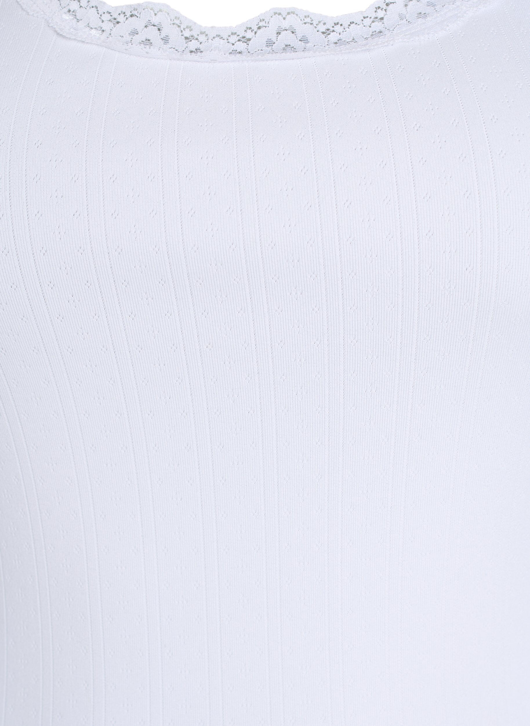 Zizzi Koszulka bez rekaw&oacute;w z koronkowym wykonczeniem i haftem oczka, Biały, Packshot image number 2