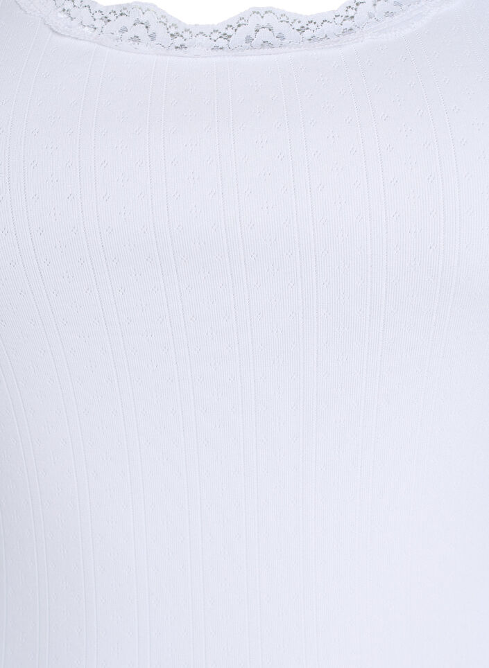 Koszulka bez rekaw&oacute;w z koronkowym wykonczeniem i haftem oczka, Biały, Packshot image number 2
