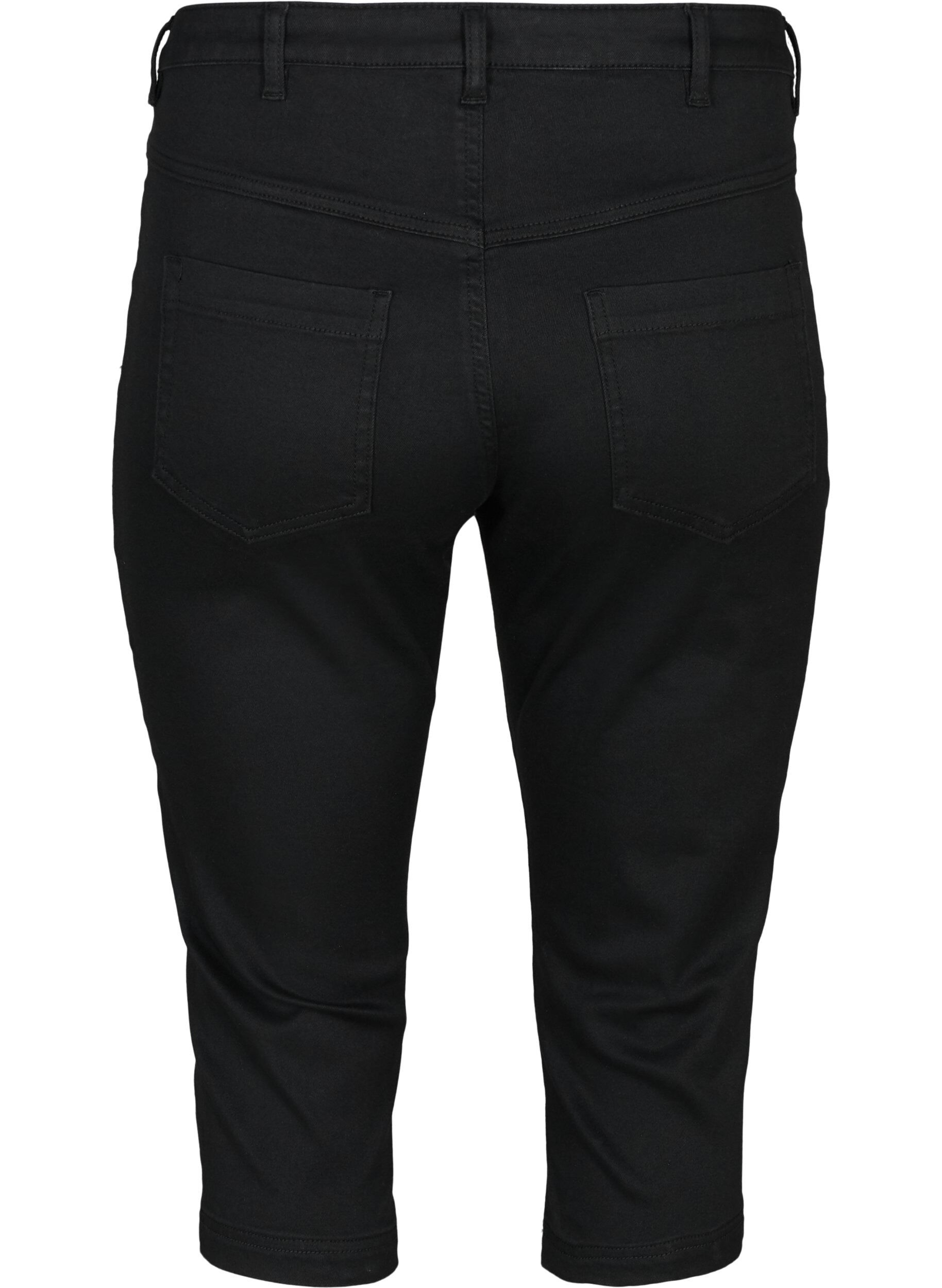 Zizzi Amy capri jeans z wysokim stanem i bardzo dopasowanym krojem, Czarne, Packshot image number 1