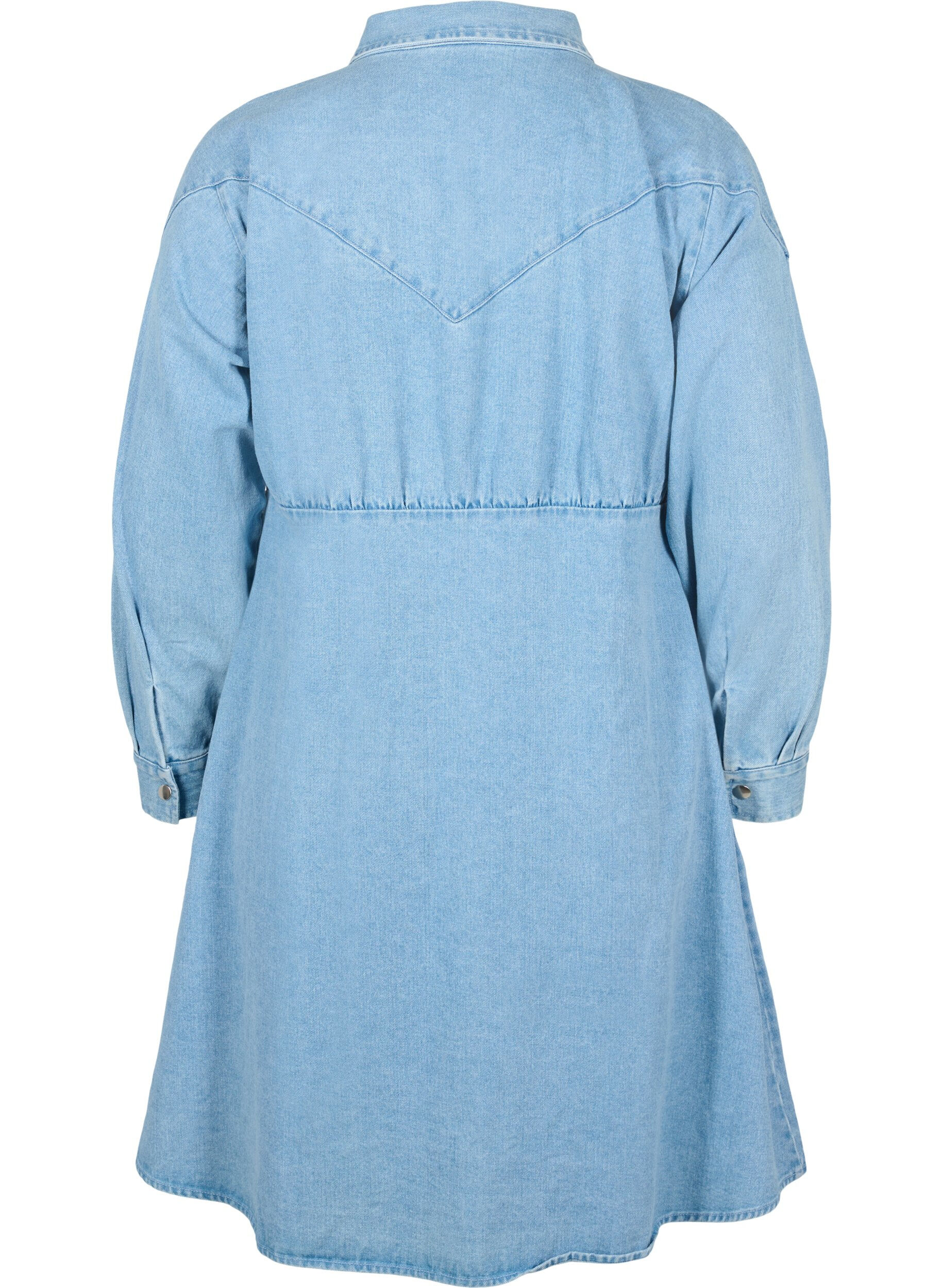 Zizzi Denim dress with buttons and long sleeves, Light blue denim, Packshot image number 1