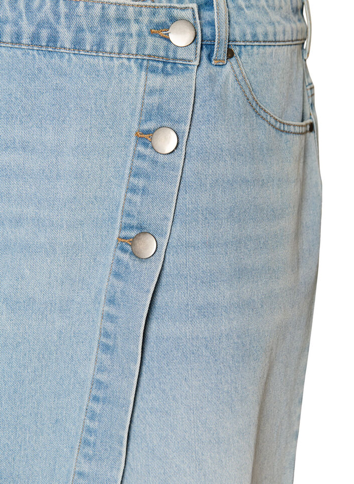 Jeansszorty z efektem kopertowym i wysokim stanem, Niebieskie, Packshot image number 2