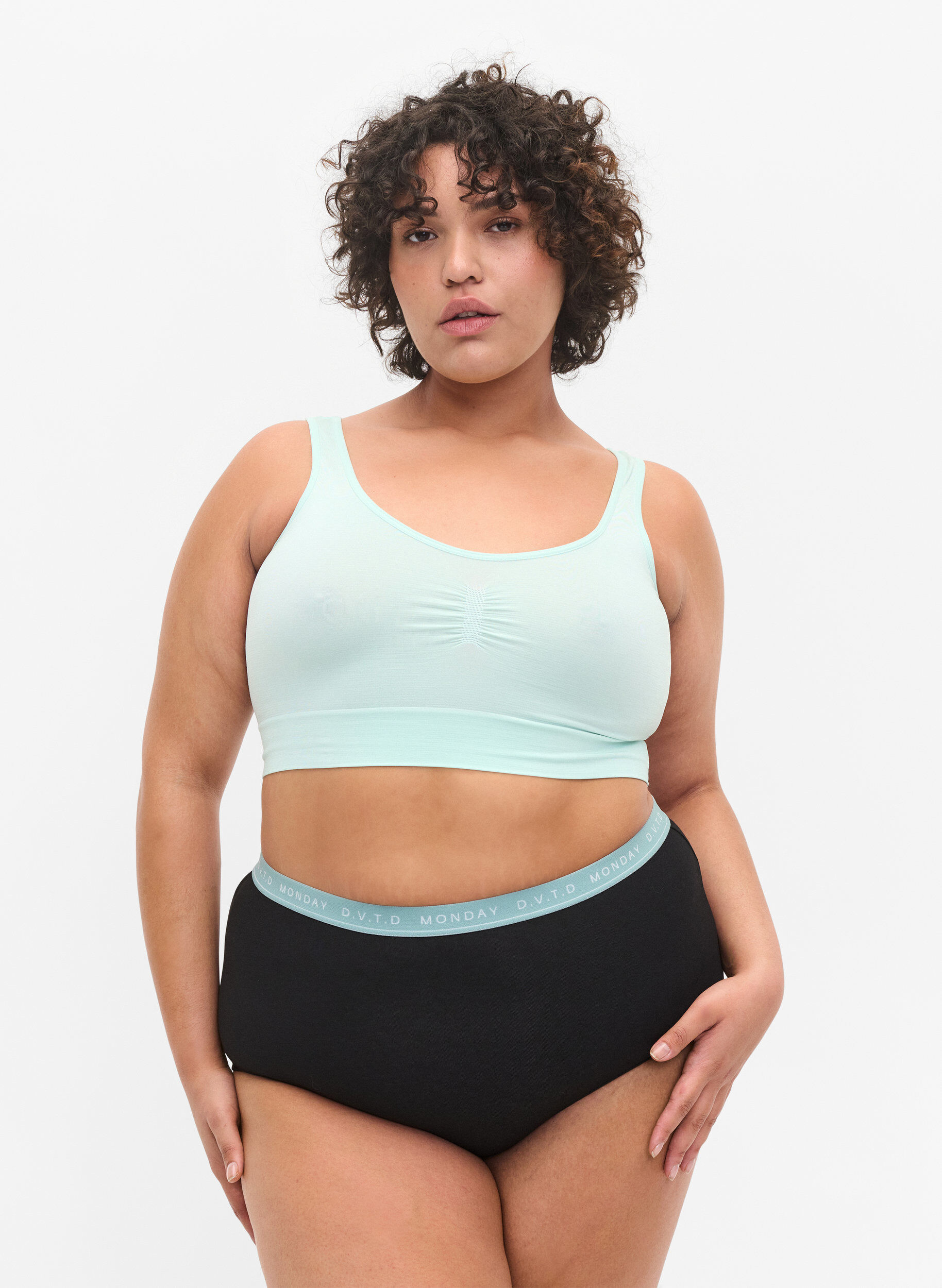 Zizzi Cotton days-of-the-week hipsters in a 7-pack, Multi Pastel Pack, Model image number 0