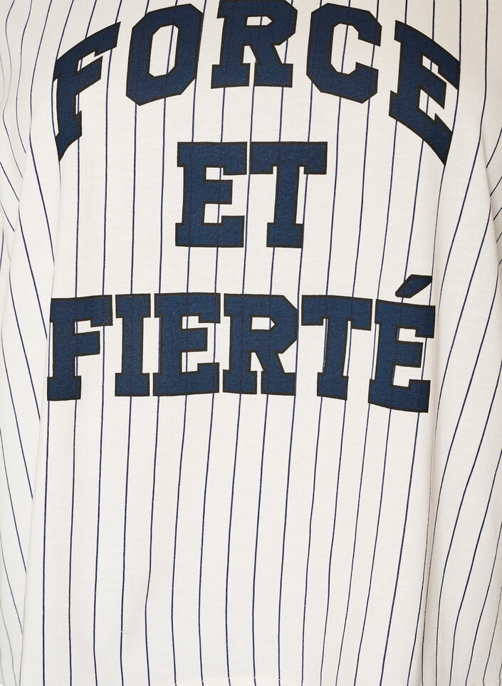 Koszulka Boxy z paskami i nadrukiem, Biały, Packshot image number 2