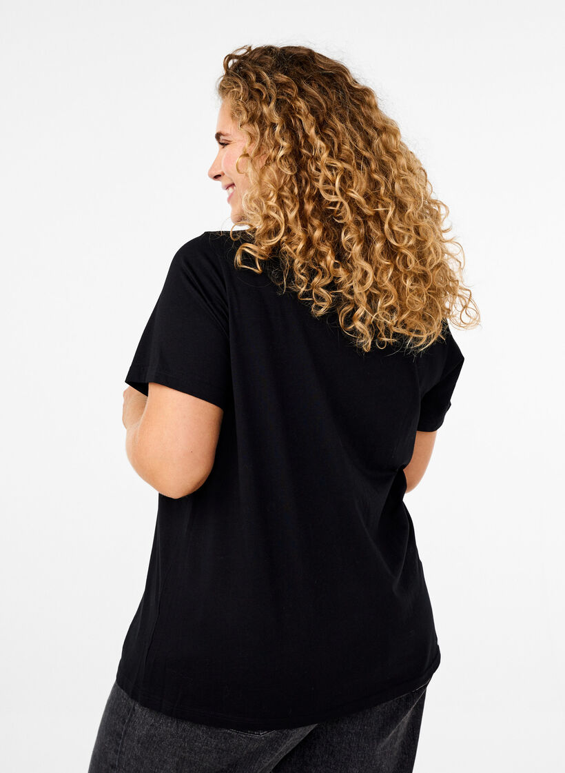 Bawelniana koszulka z krysztalkami, Black w. Dream, Model image number 1