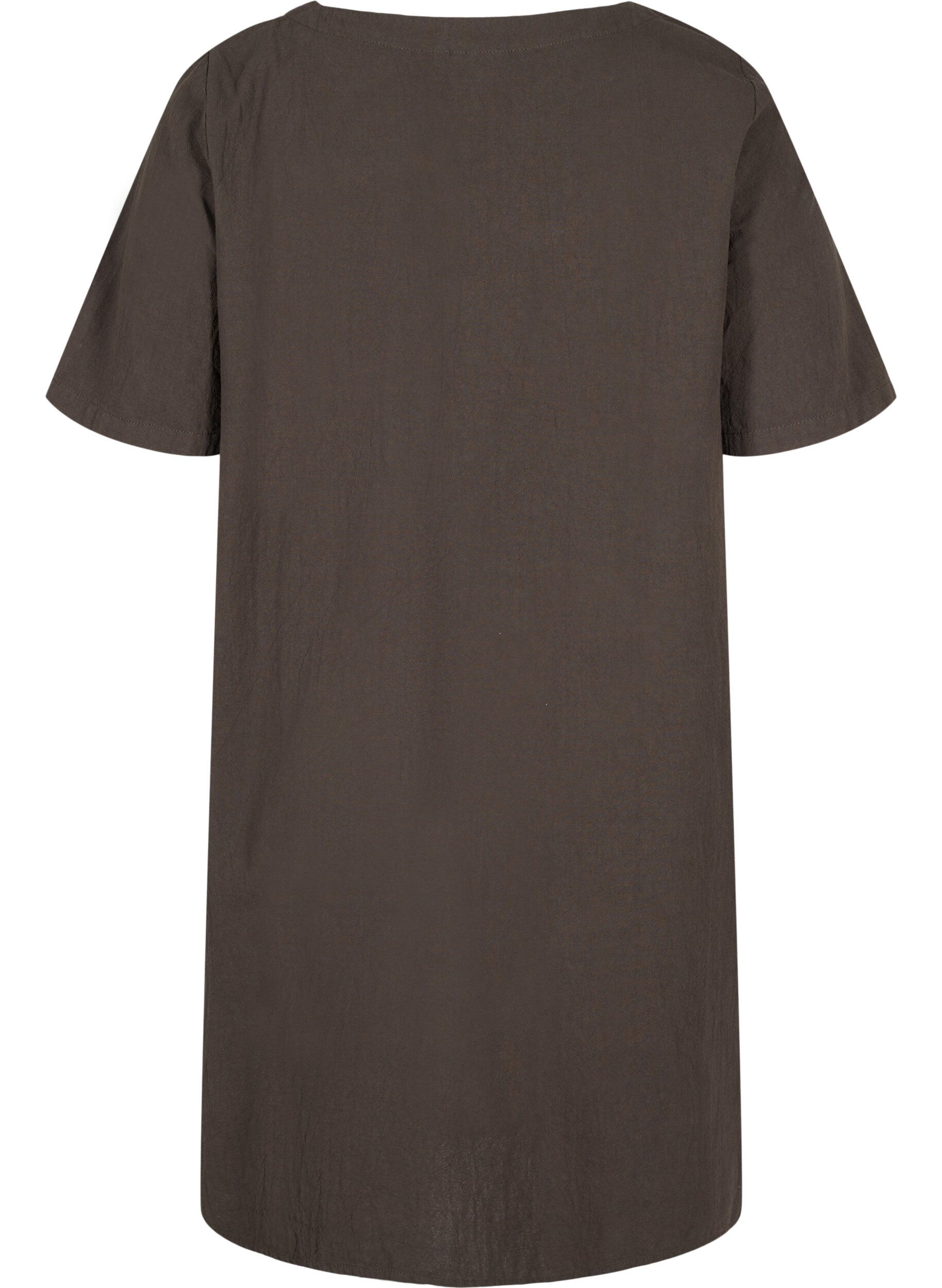 Zizzi Short-sleeved cotton dress with buttons, Khaki Green, Packshot image number 1