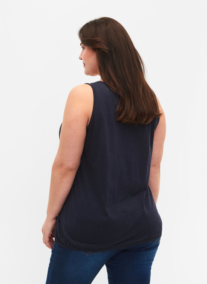 Bawelniany top z koronkowym wykonczeniem, Navy Blazer, Model image number 1