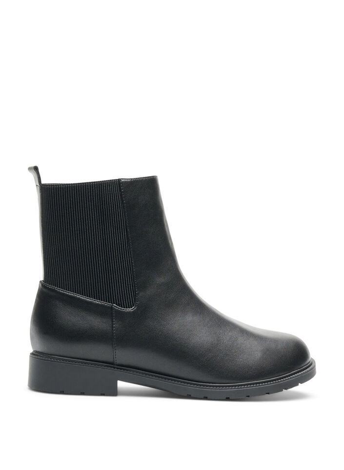 Recznie robione buty Chelsea ze sk&oacute;ry z elastycznym panelem, Czarne, Packshot image number 0