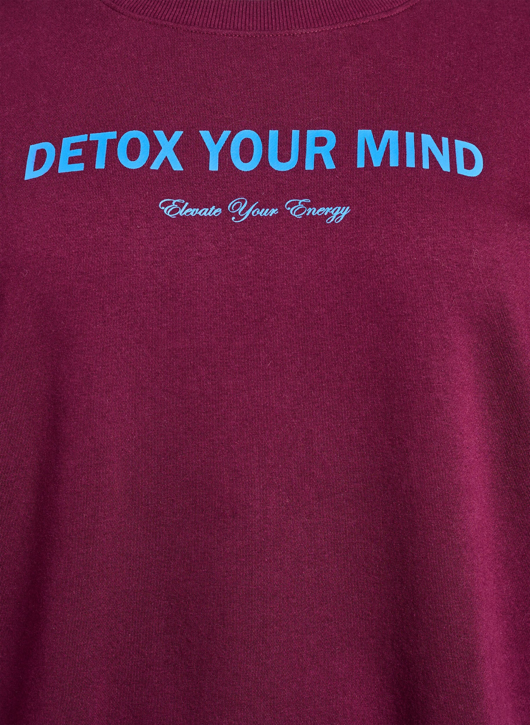 ZizziBluza z nadrukiem tekstowym, Ciemnobordowy, Packshot image number 2