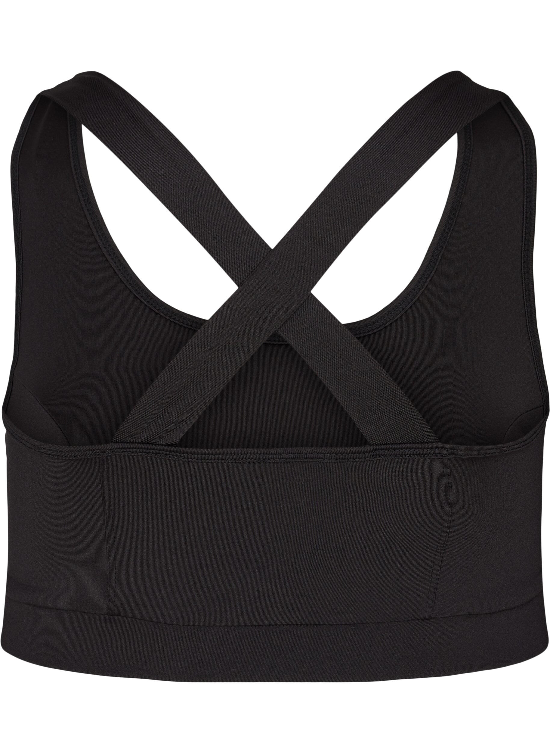 Zizzi Solid colour cross back sports bra, Black, Packshot image number 1