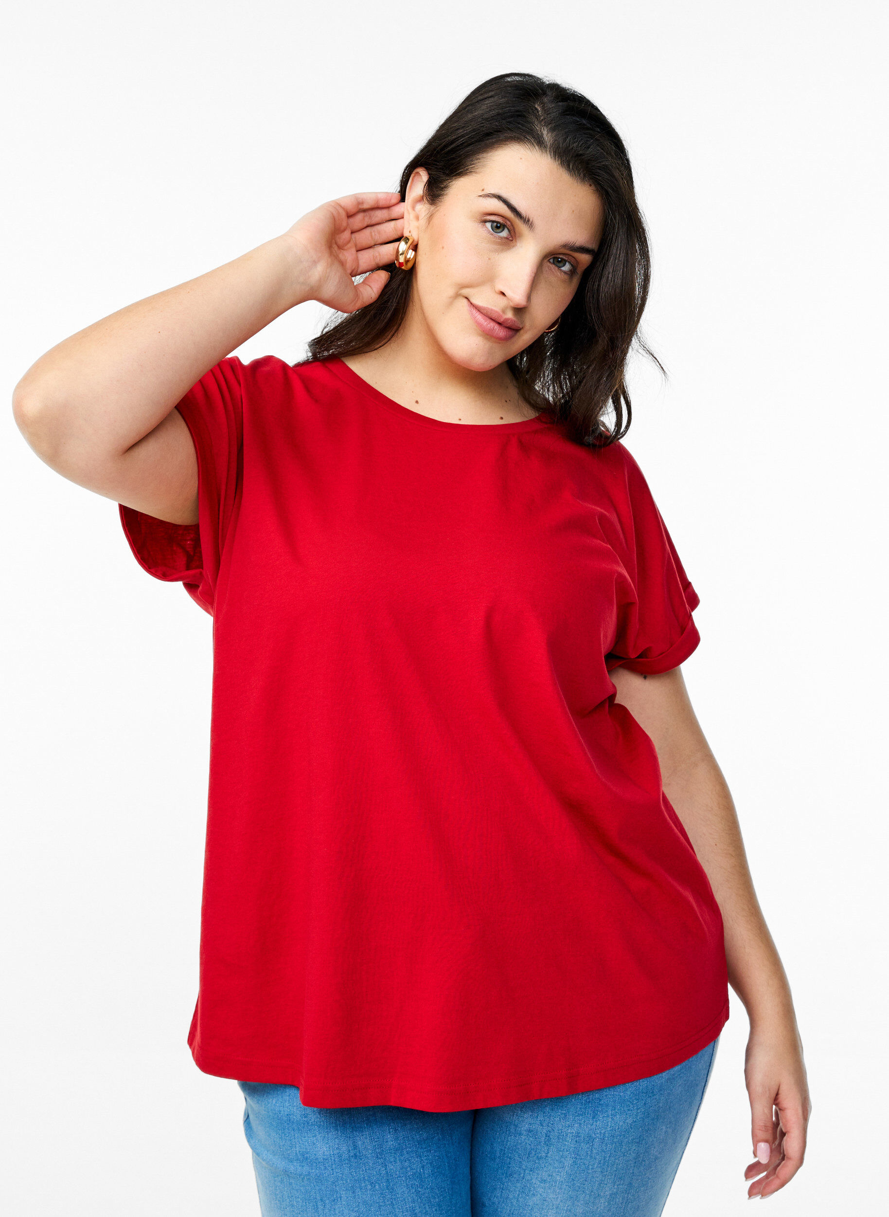 ZizziT-shirt z kr&oacute;tkim rekawem z mieszanki bawelny, Czerwony, Model image number 0
