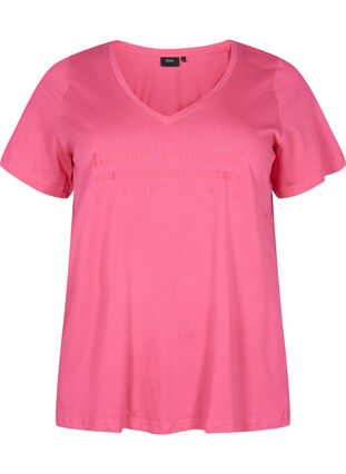 Bawelniana koszulka od pizamy z nadrukiem, Hot Pink w. Be, Packshot image number 0