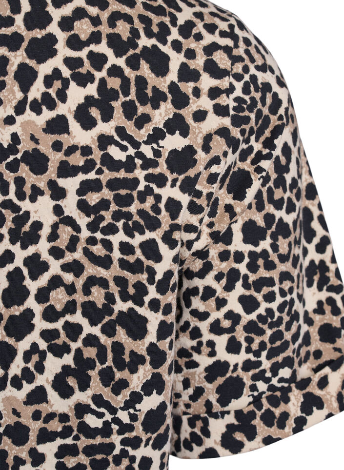 Koszulka z okraglym dekoltem i nadrukiem na calej powierzchni, Brązowy, Packshot image number 3